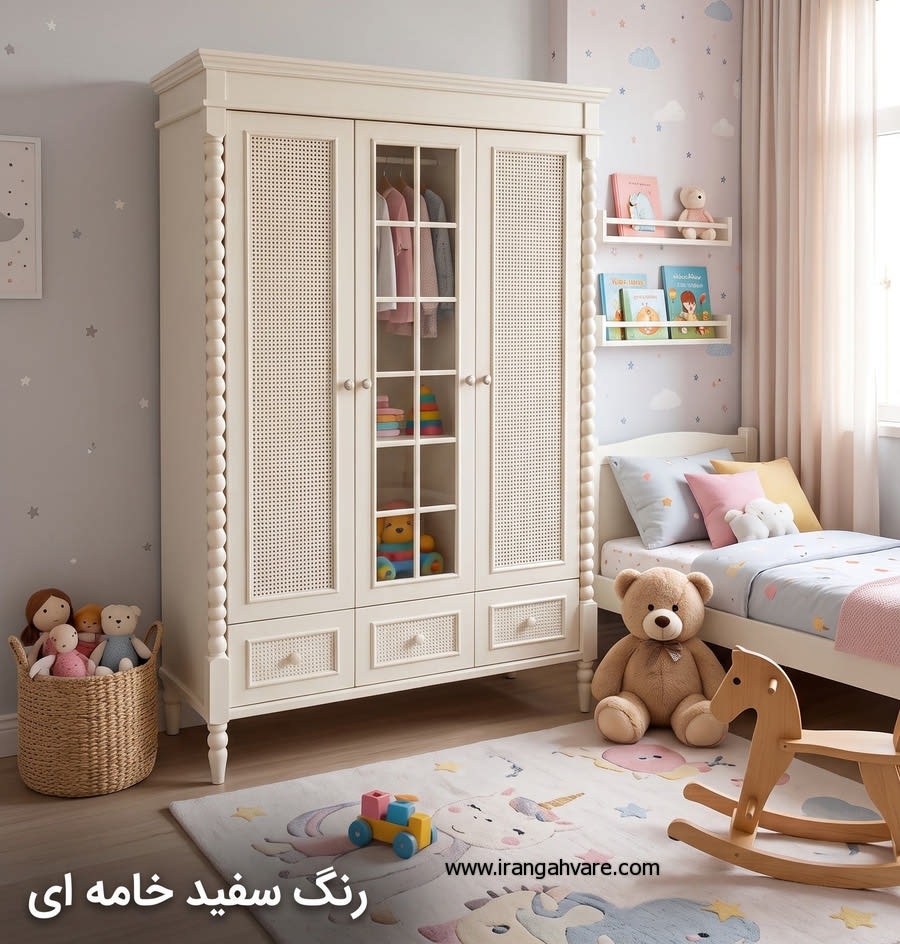 کمد دو درب چوبی حصیری مدل آرتا با سه کشو
