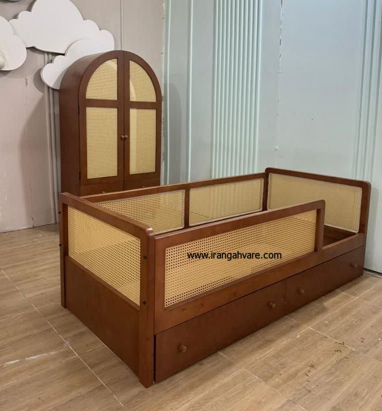 ست تخت حصیری کشودار و کمد گنبدی حصیری