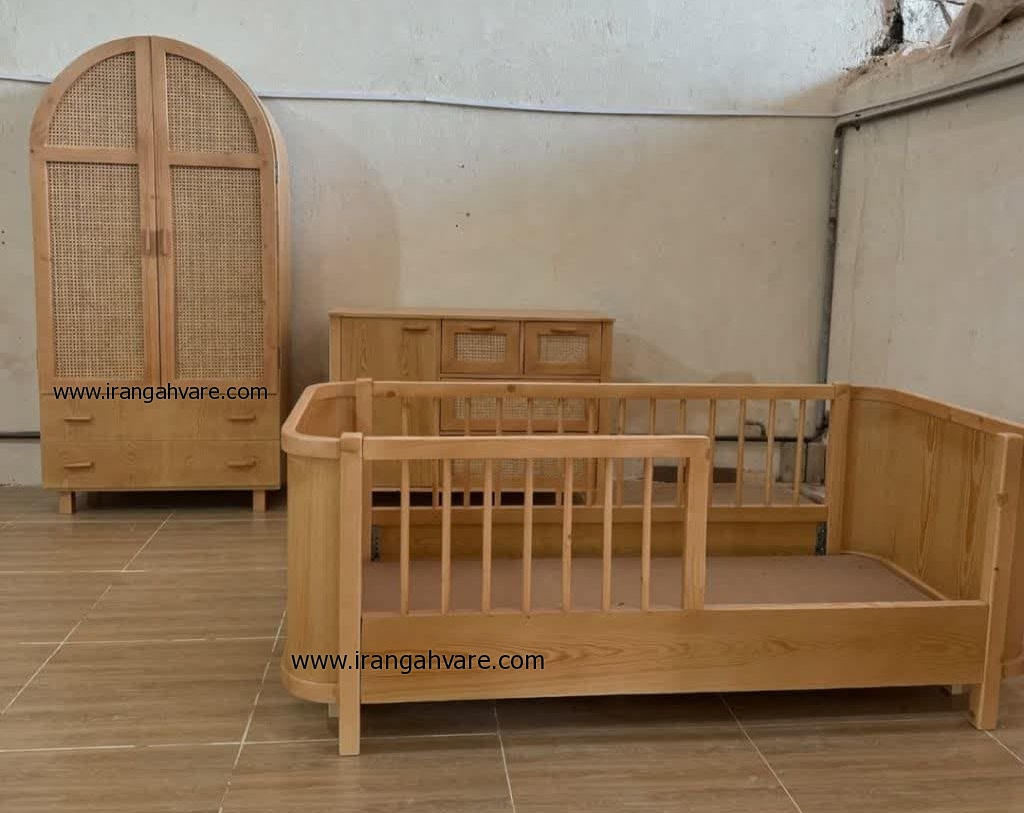 سرویس خواب چوبی حصیری کد I
