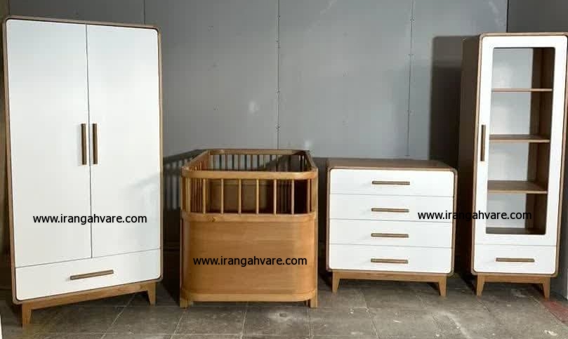 سرویس خواب دور چوبی 4 تیکه اتاق کودک